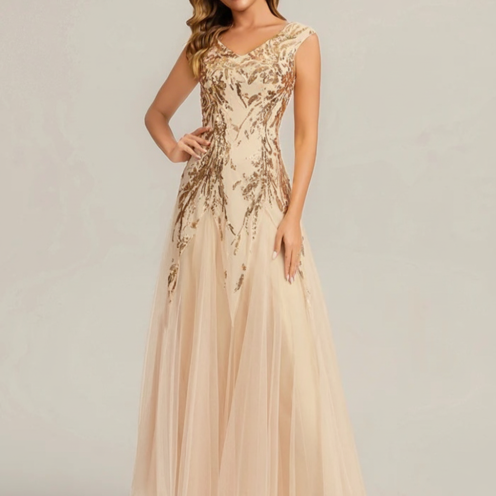 Besticktes Maxi-Abendkleid