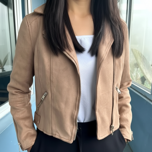 Jacke in Wildleder-Optik mit Reißverschluss